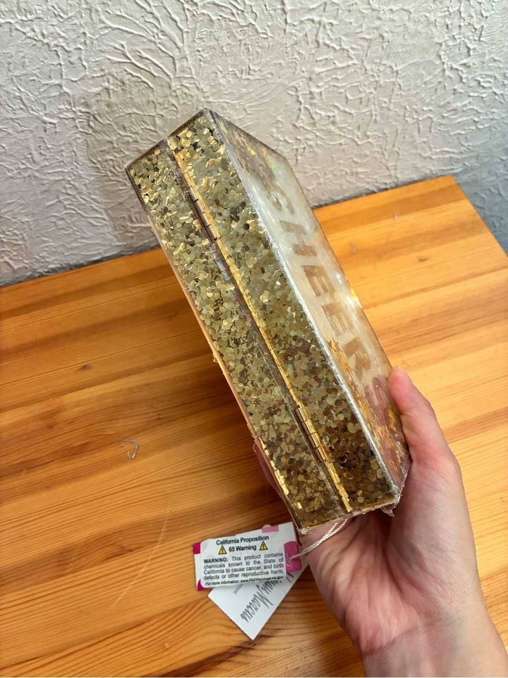 Bari Lynn CHEERS gold glitter stars box purse - Picture 5 of 7